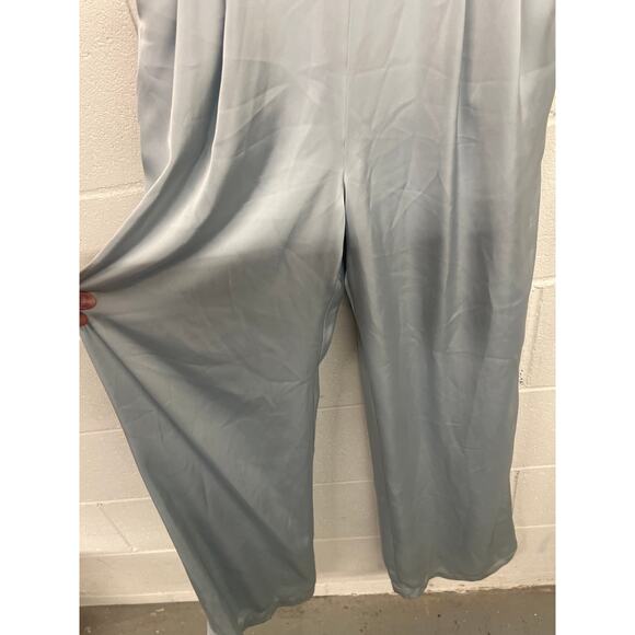 Katie May Sz Small Light Blue Tink Satin Lace Corset Wide Leg Cocktail Jumpsuit - Picture 6 of 9